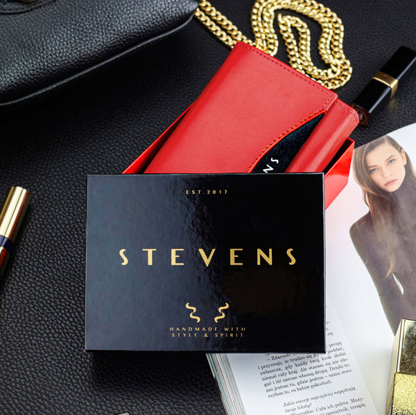 Sieviešu ādas maks STEVENS ar RFID Z02 / RB sarkanā krāsā D1876