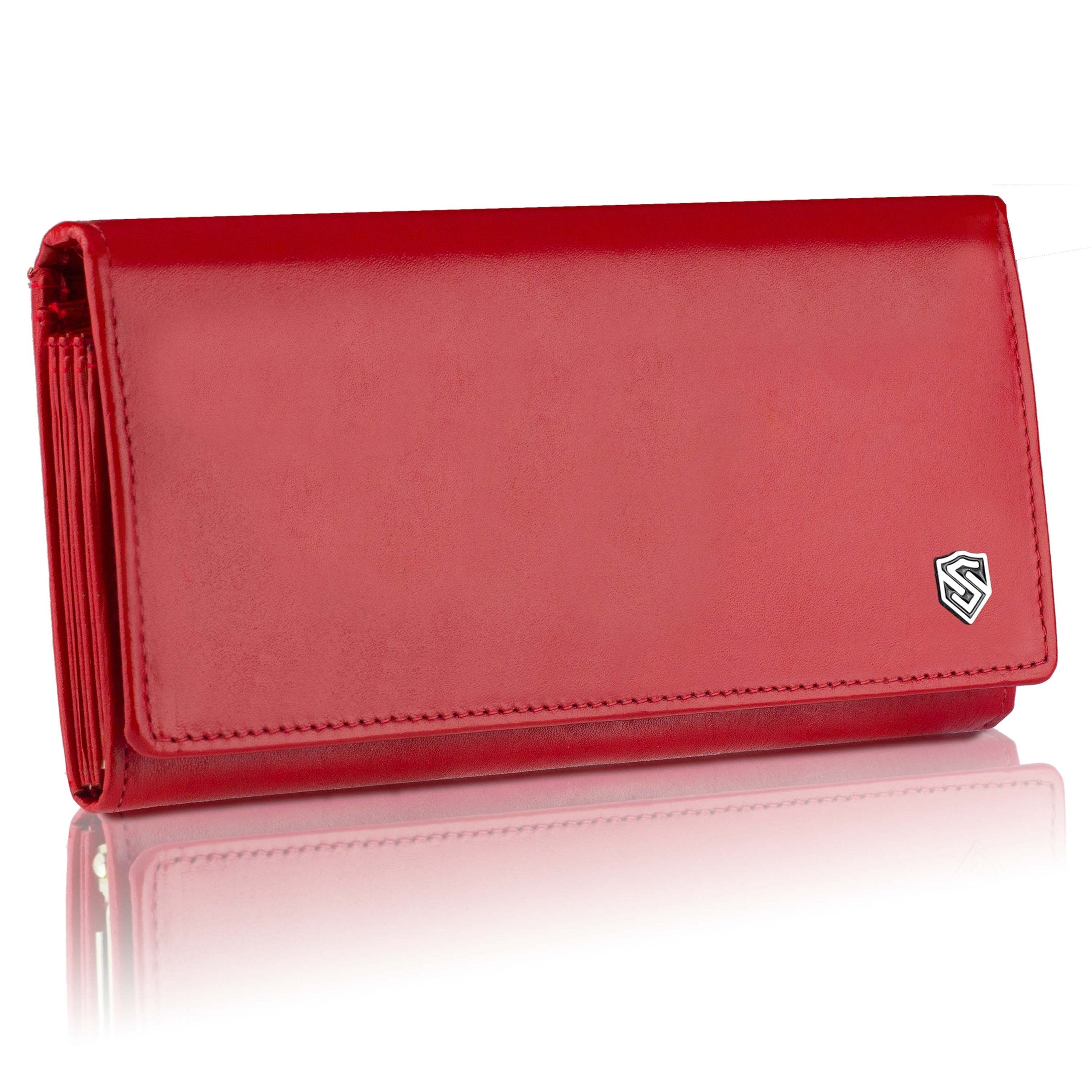 Sieviešu ādas maks STEVENS Z03-063M sarkans ar RFID aizsardzību D1883