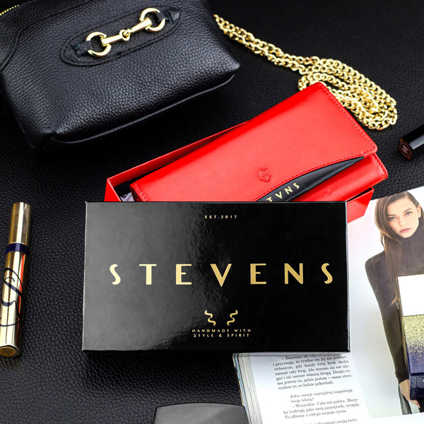 Sieviešu ādas maks "STEVENS" sarkans Z02 / BR-210 ar RFID aizsardzību D1809