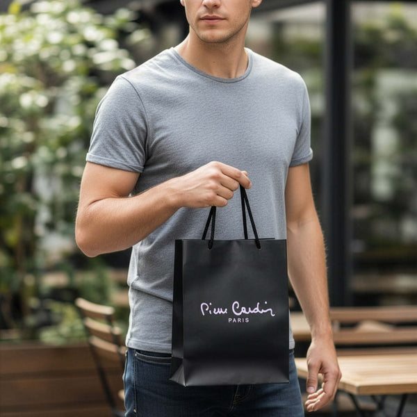 Vīriešu maks un josta Pierre Cardin kastītē, melna, īsta āda
