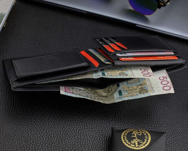 Vīriešu maks Pierre Cardin, melni sarkans, īsta āda, RFID aizsardzība 75TILAK 