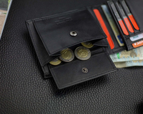 Vīriešu maks Pierre Cardin, melni sarkans, īsta āda, RFID aizsardzība 75TILAK 