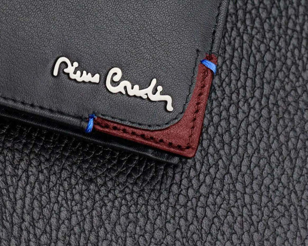 Vīriešu maks Pierre Cardin, melni sarkans, īsta āda, RFID aizsardzība 75TILAK 