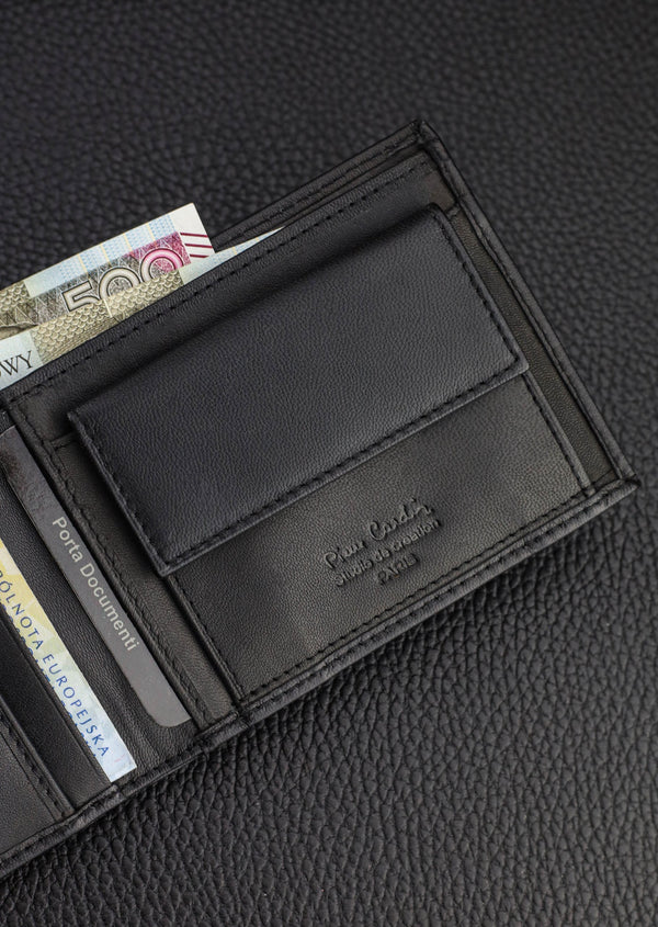 Vīriešu maks Pierre Cardin, melni sarkans, īsta āda, RFID aizsardzība 75TILAK 