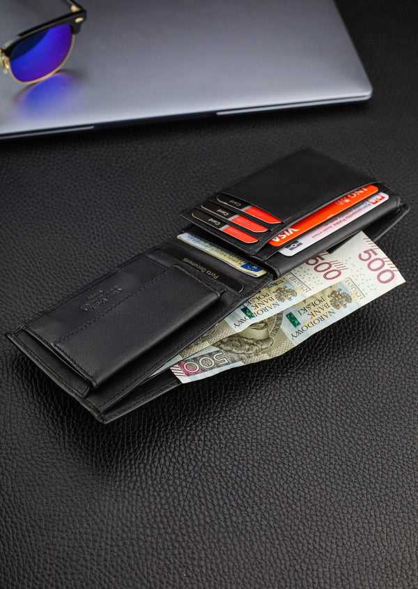 Vīriešu maks Pierre Cardin, melni sarkans, īsta āda, RFID aizsardzība 75TILAK 