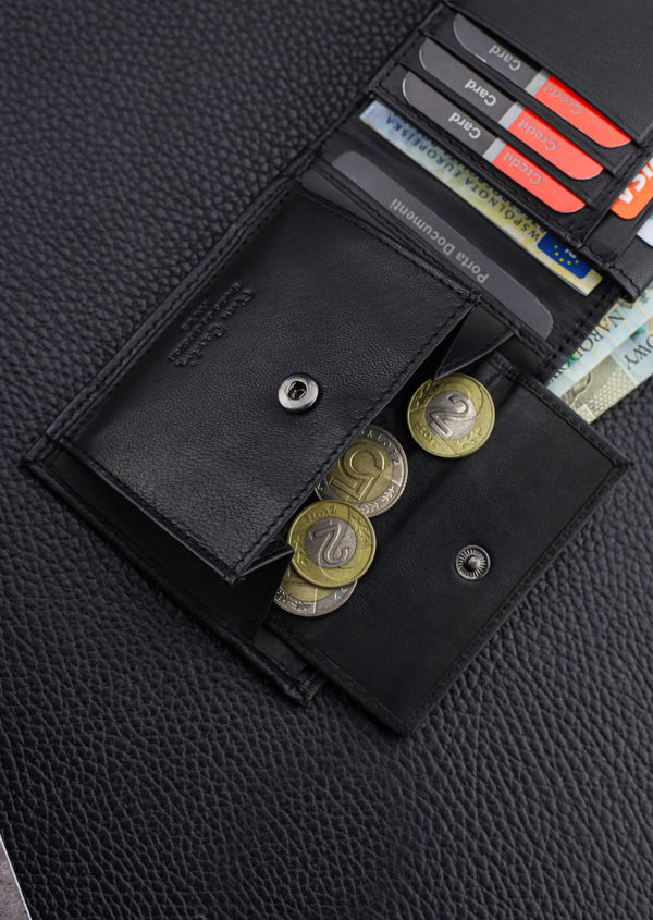 Vīriešu maks Pierre Cardin, melni sarkans, īsta āda, RFID aizsardzība 75TILAK 