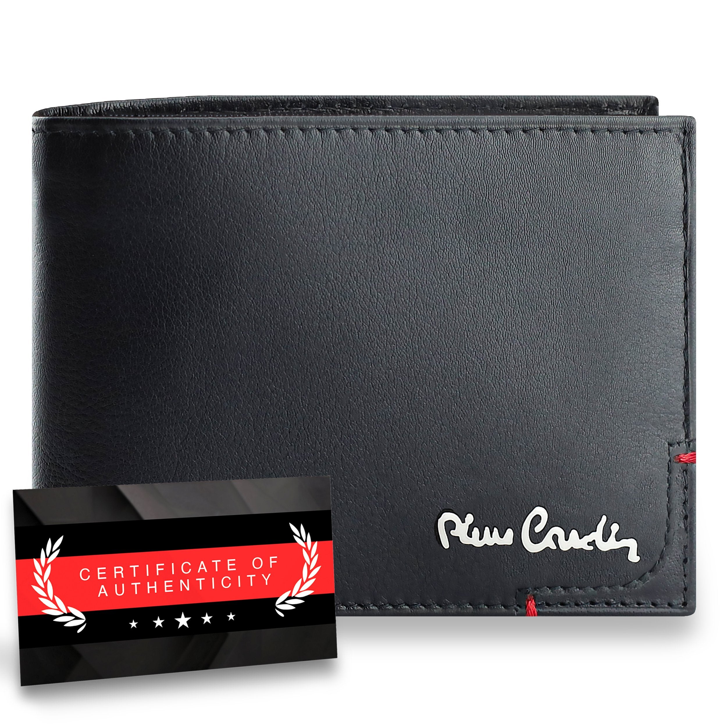 Vīriešu maks Pierre Cardin, melns, īsta āda, RFID aizsardzība 8806 