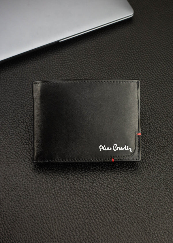 Vīriešu maks Pierre Cardin, melns, īsta āda, RFID aizsardzība 8806 