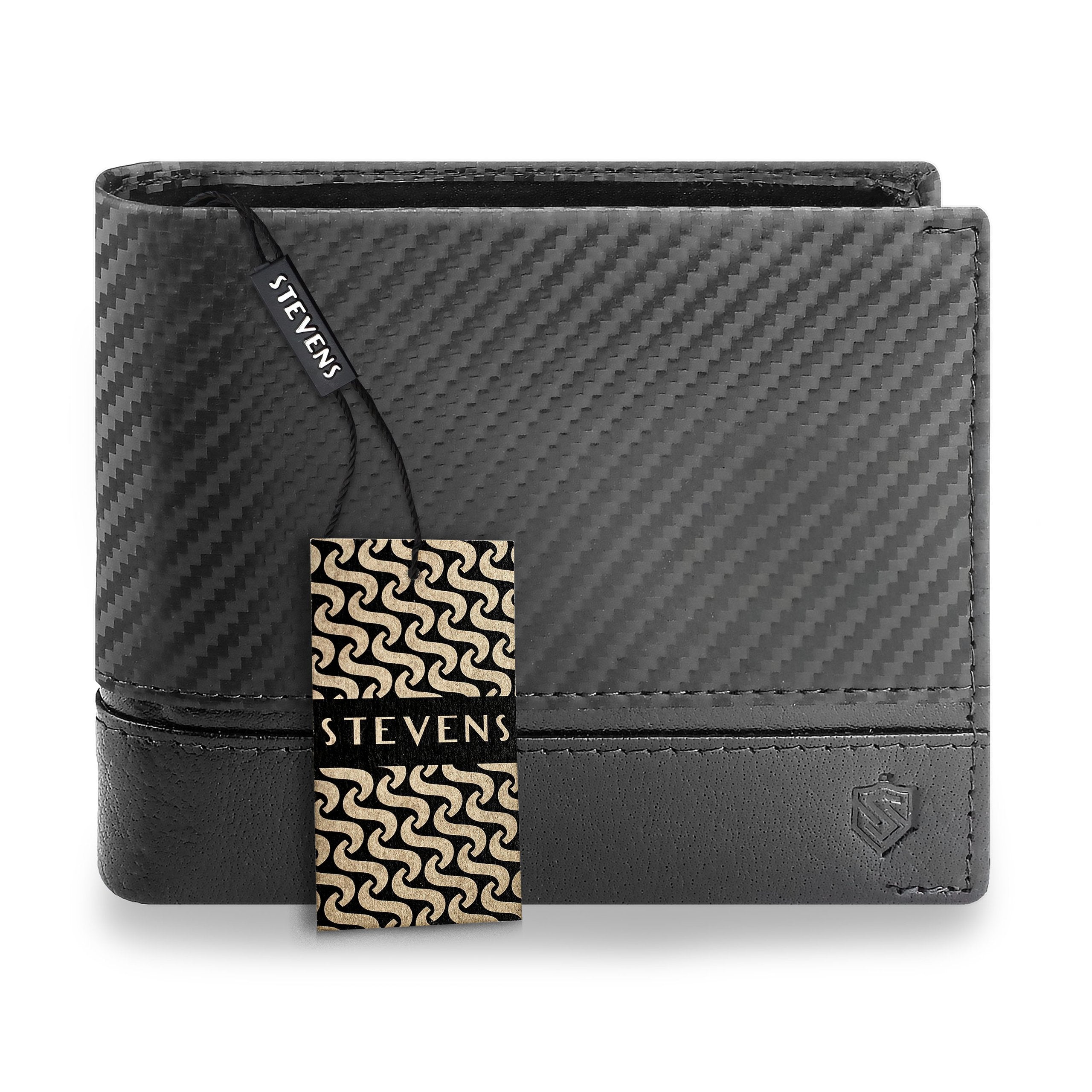 Vīriešu ādas maks Stevens PREMIUM, melns, ar RFID aizsardzību 02-8888-R