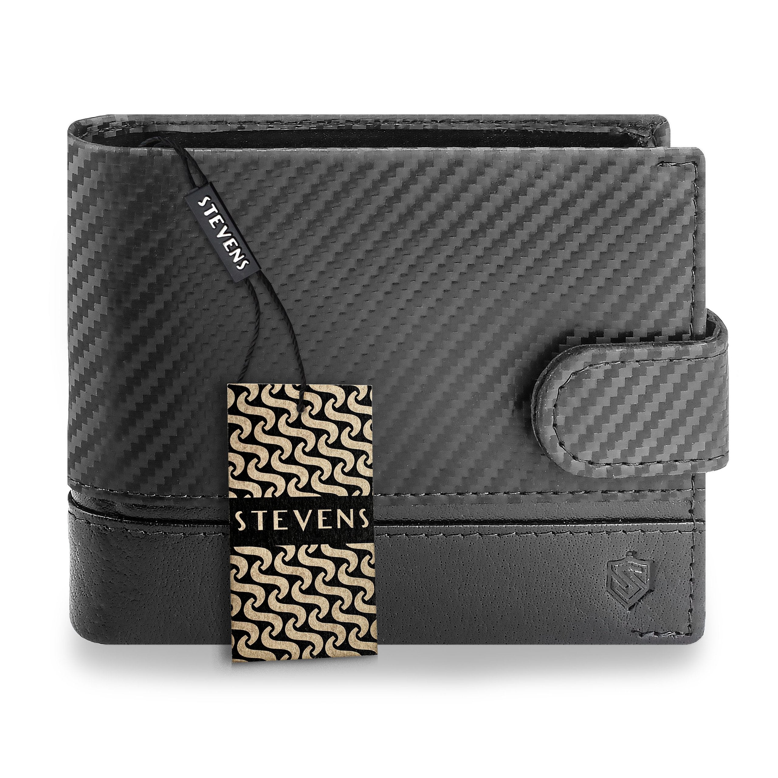 Vīriešu ādas maks Stevens PREMIUM, melns, ar RFID aizsardzību 02-8888-R