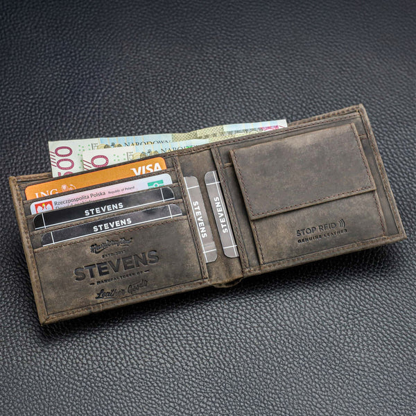Vīriešu ādas maks Stevens Slim, melns CB-8824-R