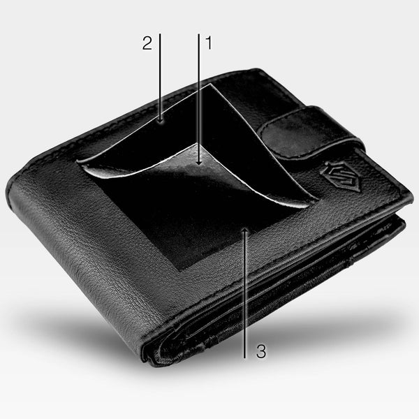 Vīriešu ādas maks Stevens, plāns, melns, ar RFID aizsardzību 8824-R