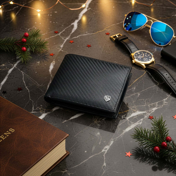 Vīriešu ādas maks Stevens, plāns, melns, ar RFID aizsardzību 8824-R