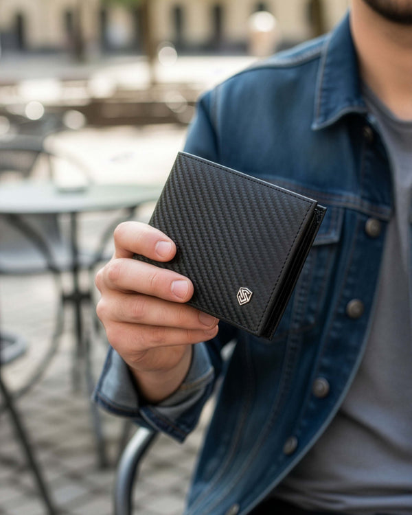 Vīriešu ādas maks Stevens, plāns, melns, ar RFID aizsardzību 8824-R