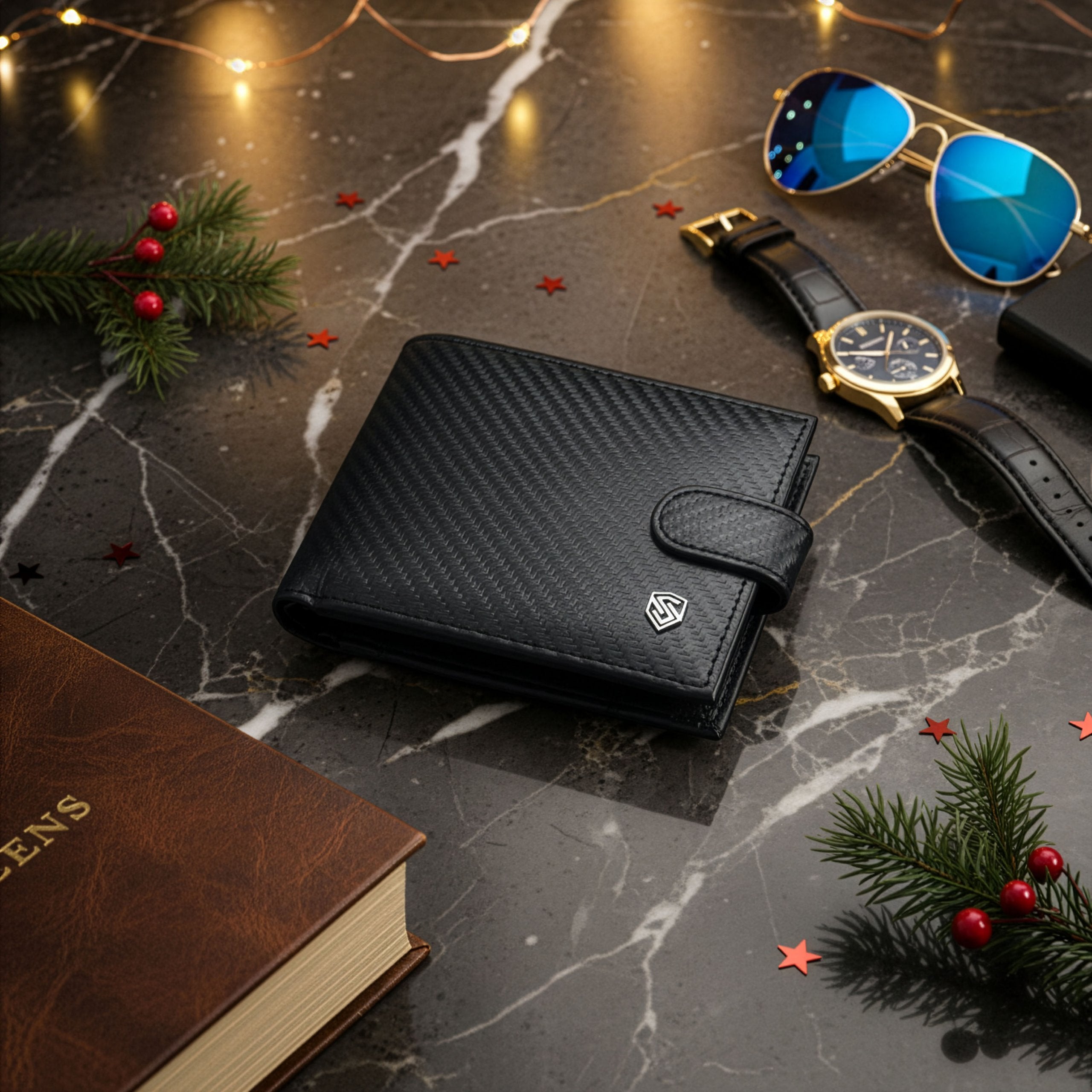 Vīriešu ādas maks Stevens, plāns, melns, ar RFID aizsardzību 8824A-R