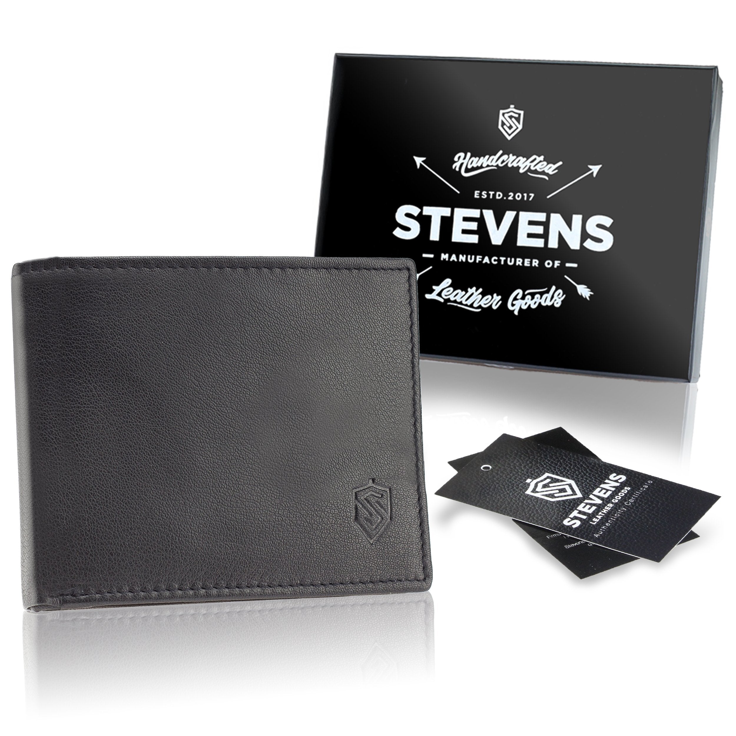 Īstas ādas vīriešu maks SLIM Stevens 84, melns S1033 