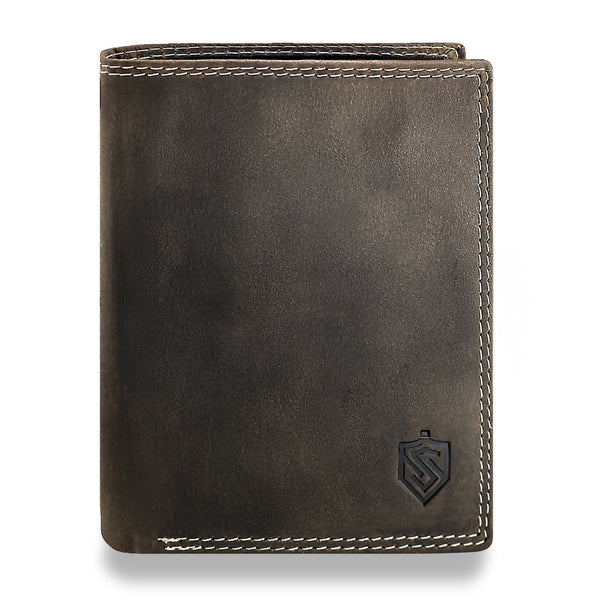 Vīriešu ādas maks STEVENS ar dāvanu maisiņu, melns, ar RFID aizsardzību Z04-326