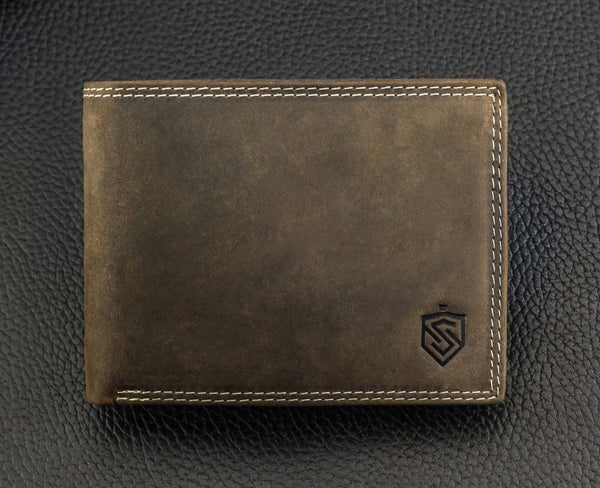 Vīriešu ādas maks STEVENS ar RFID aizsardzību, brūnā krāsā S195 