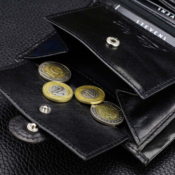 Vīriešu ādas maks Stevens Carbon, melns, ar RFID aizsardzību 02-326A-R