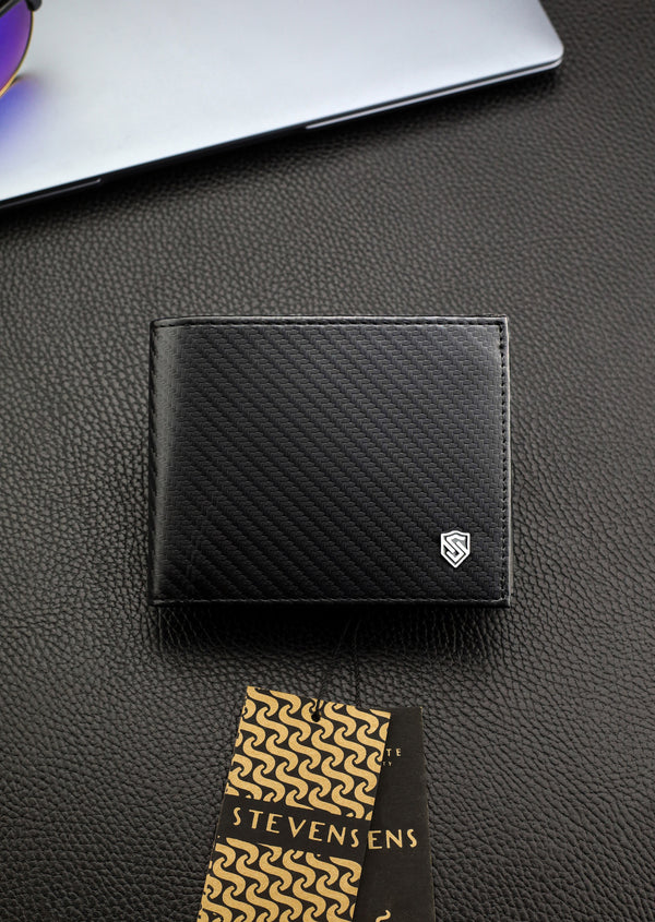 Vīriešu ādas maks Stevens, melns, RFID aizsardzība