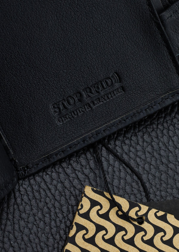 Vīriešu ādas maks Stevens, melns, RFID aizsardzība