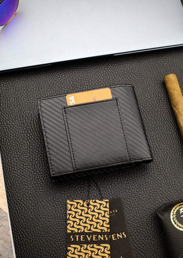 Vīriešu ādas maks Stevens, melns, RFID aizsardzība