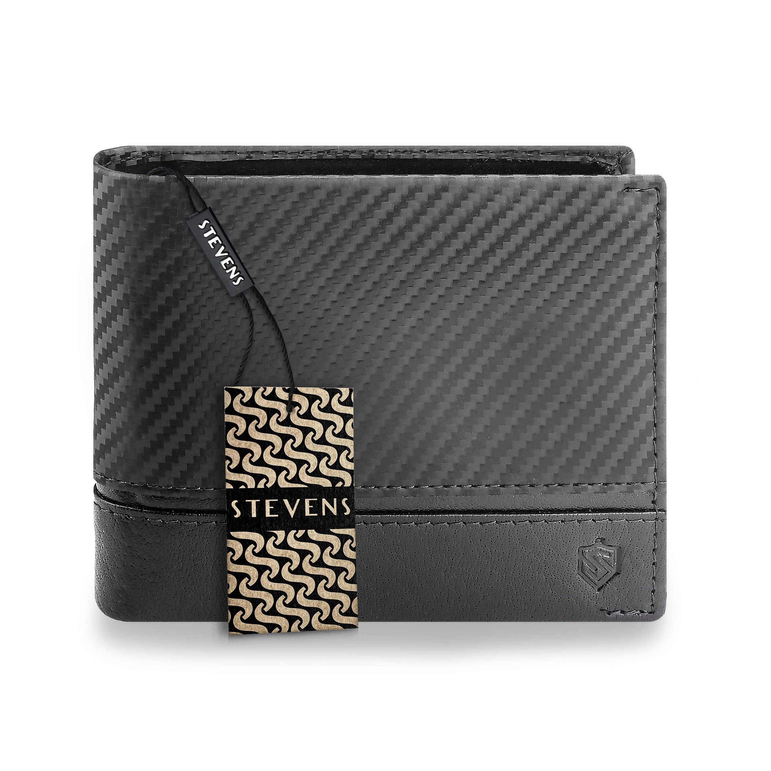 Vīriešu ādas maks Stevens, melns, ar RFID aizsardzību 02-325-R