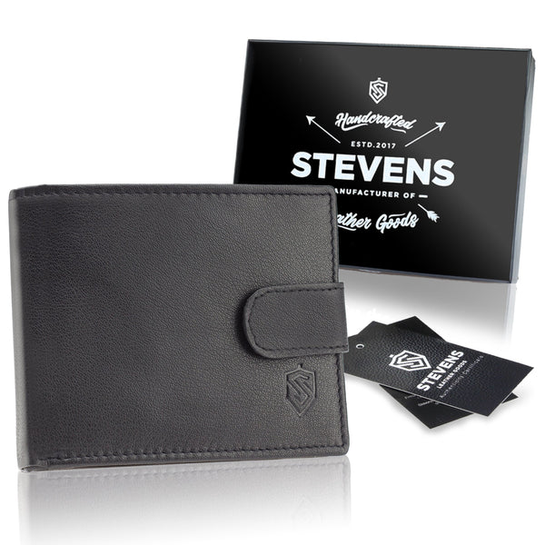 Vīriešu ādas maks Stevens ar RFID aizsardzību, melns PREMIUM W-325A