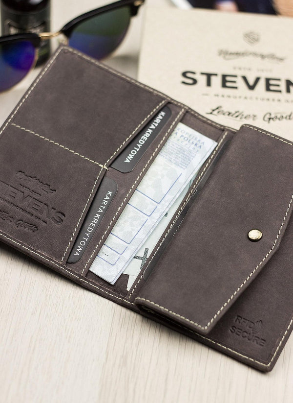Vīriešu ādas maks STEVENS RFID ar aizsardzību Slim SLIM S199