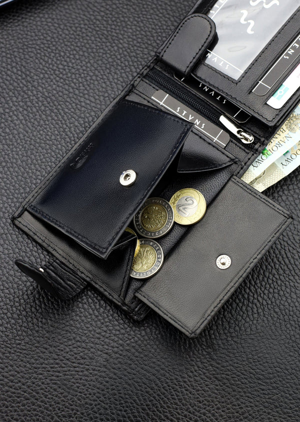 Vīriešu ādas maks Stevens Z3-325A, melns S182 
