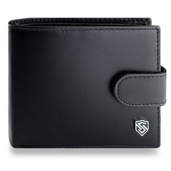 Vīriešu ādas maks Stevens ar RFID aizsardzību, melns PREMIUM 03-325A