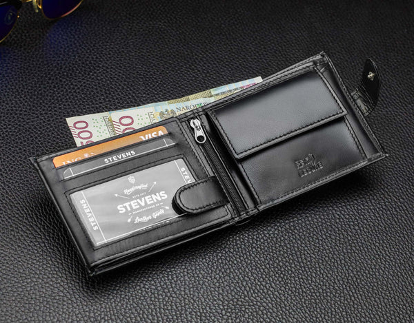 Vīriešu ādas maks Stevens Z3-325A, melns S182 