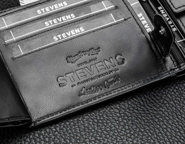 Vīriešu ādas maks Stevens Z3-325A, melns S182 