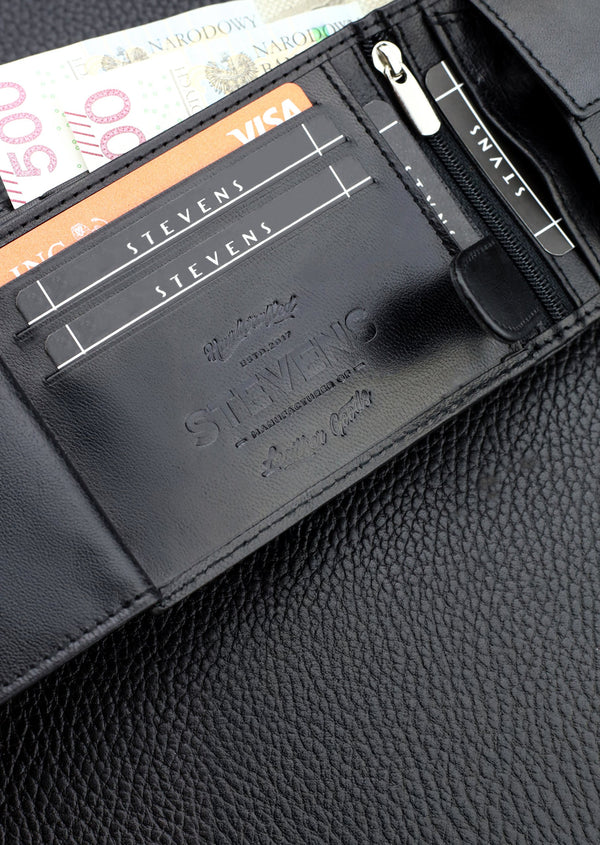 Vīriešu ādas maks Stevens Z3-325A, melns S182 