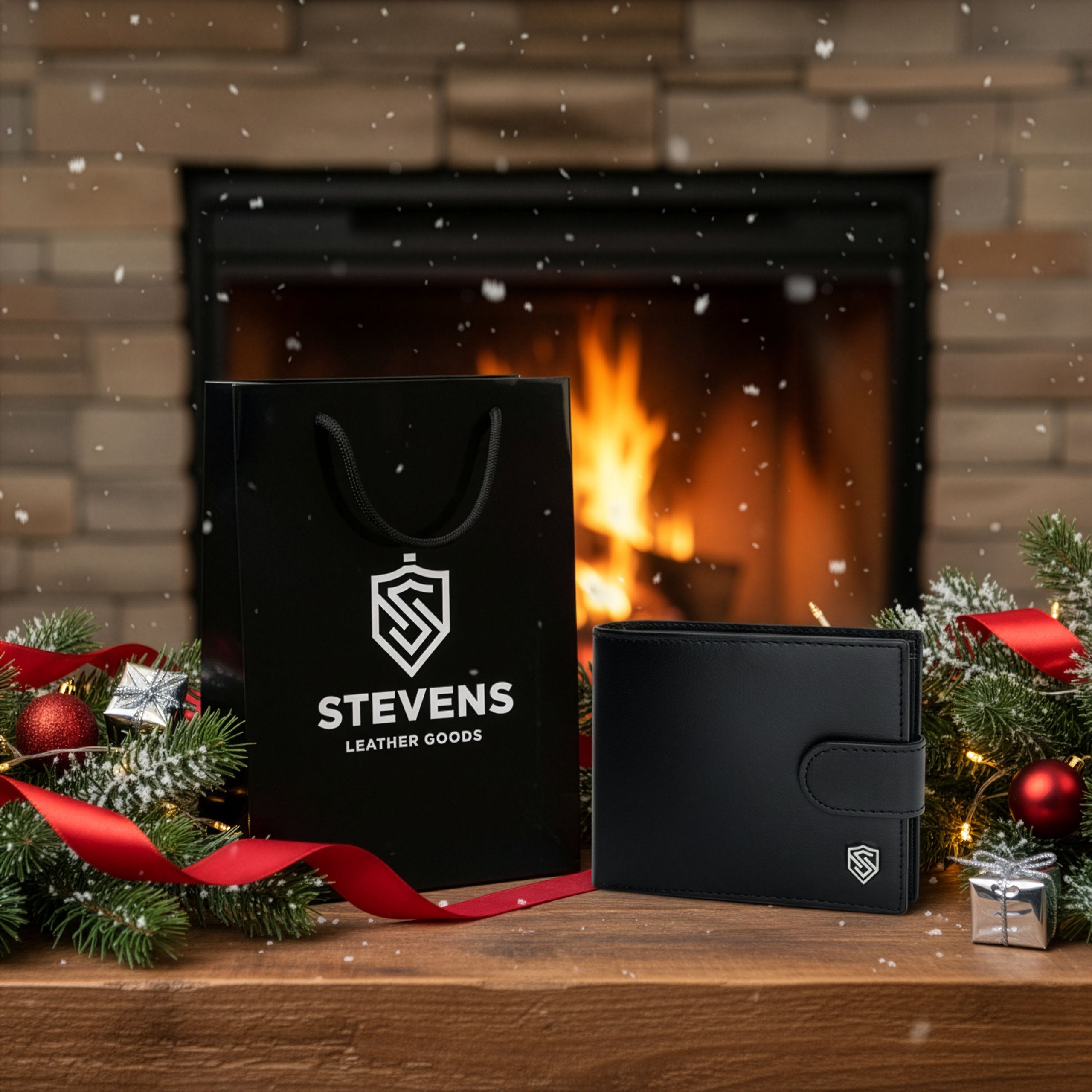 Vīriešu ādas maks Stevens ar RFID aizsardzību, melns PREMIUM 03-325A