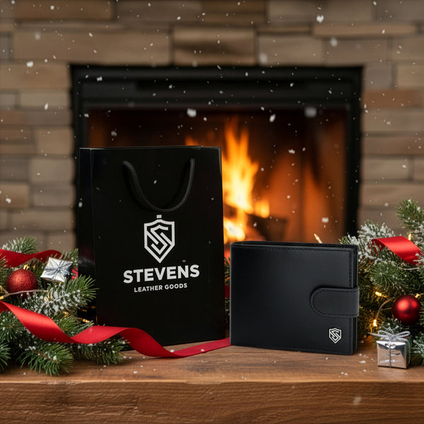 Vīriešu ādas maks Stevens ar RFID aizsardzību, melns PREMIUM 03-325A