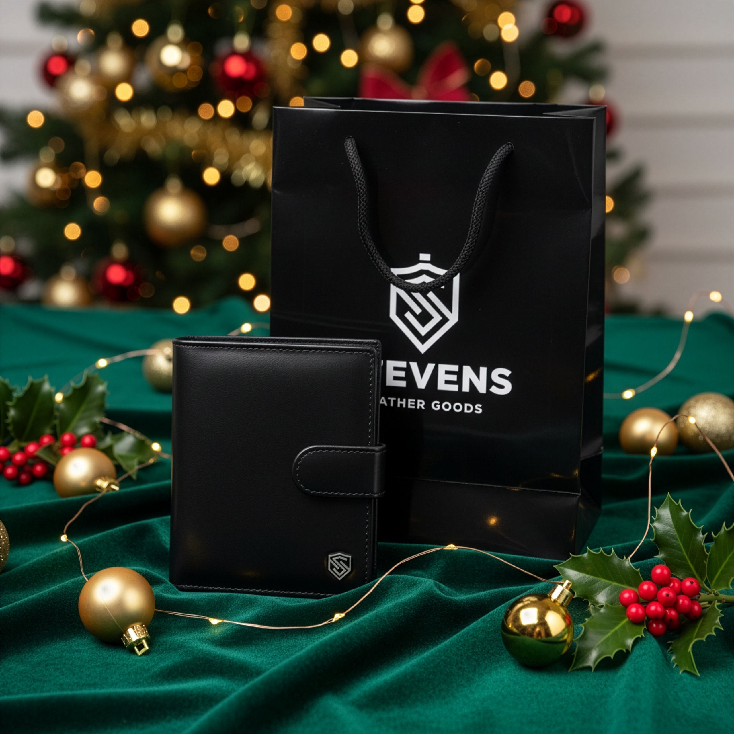 Vīriešu ādas maks STEVENS ar maisiņu, melns, ar RFID aizsardzību Z03-326A