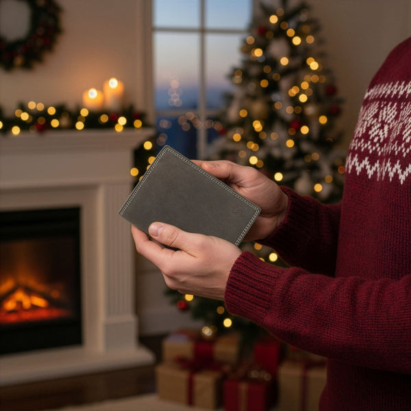 Vīriešu ādas maks STEVENS ar dāvanu maisiņu, melns, ar RFID aizsardzību Z04-326