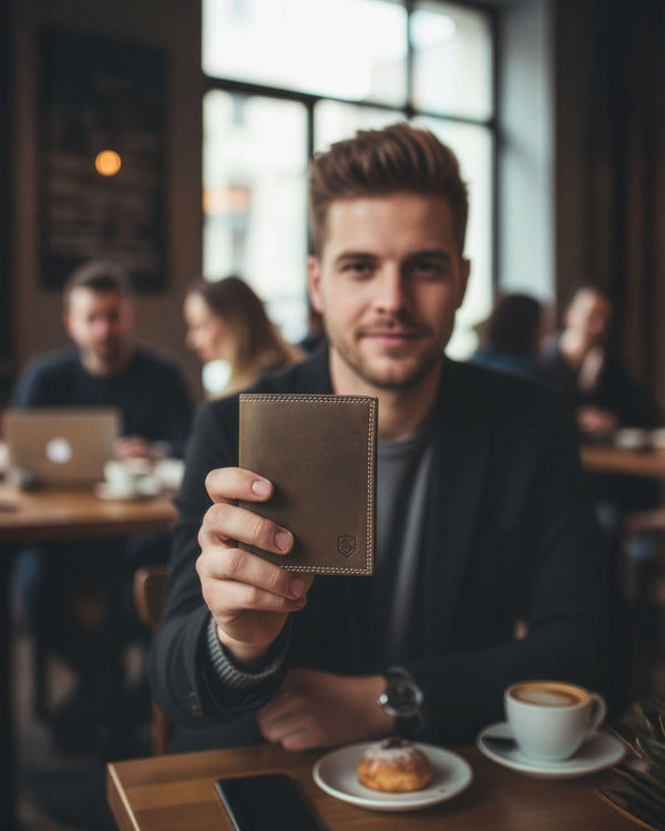 Vīriešu ādas maks STEVENS ar dāvanu maisiņu, melns, ar RFID aizsardzību Z04-326