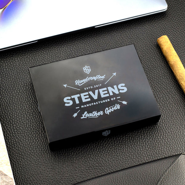 Vīriešu ādas maks STEVENS ar dāvanu maisiņu, melns, ar RFID aizsardzību Z04-326