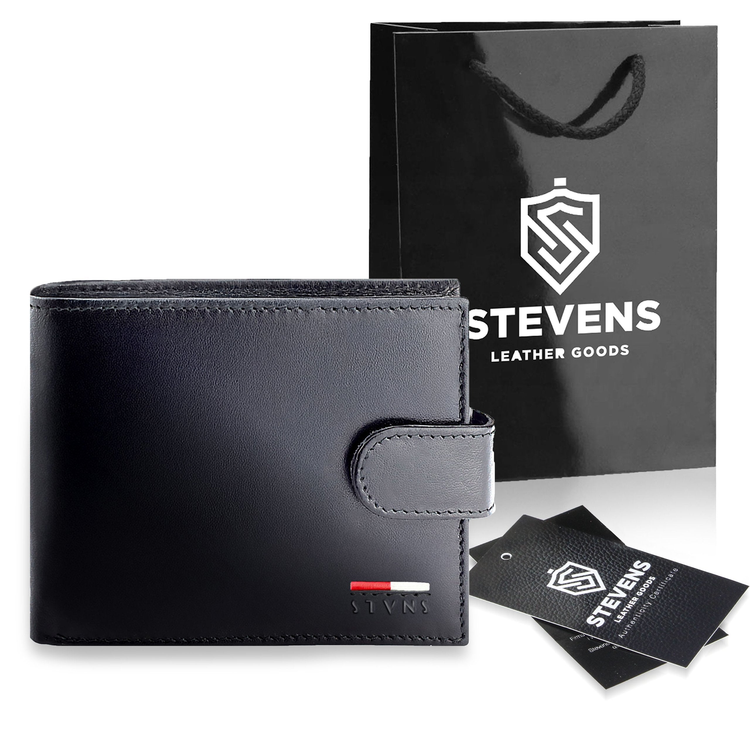 Vīriešu ādas maks Stevens ar RFID aizsardzību, melns PREMIUM 07-325A