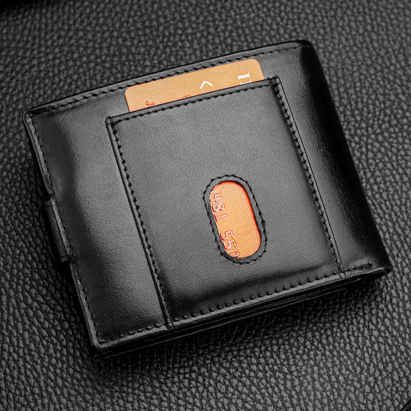 Vīriešu ādas maks Stevens ar RFID aizsardzību, melns PREMIUM 07-325A