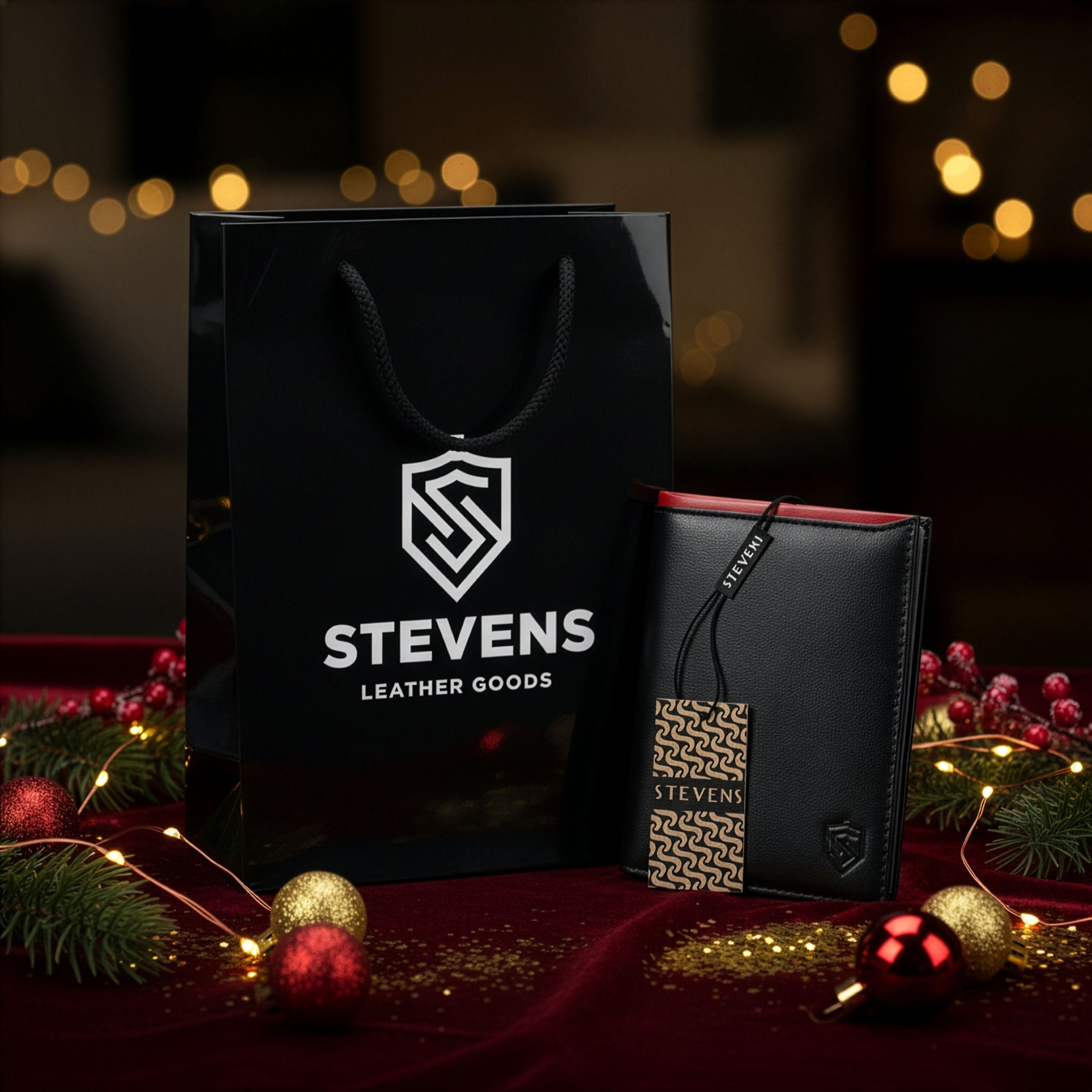 Vīriešu ādas maks STEVENS ar maisiņu, melns, ar RFID aizsardzību Z06-326