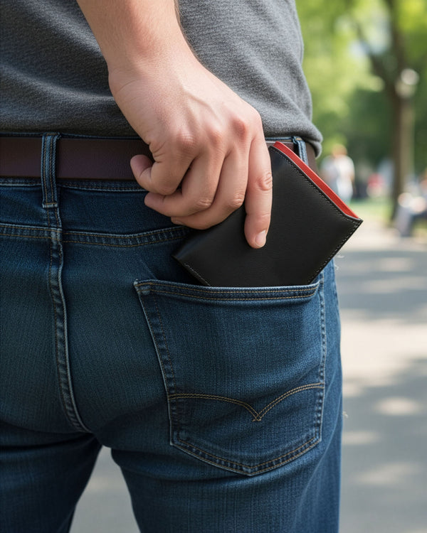 Vīriešu ādas maks STEVENS ar maisiņu, melns, ar RFID aizsardzību Z06-326