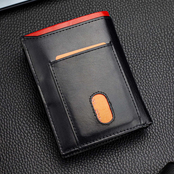 Vīriešu ādas maks STEVENS ar maisiņu, melns, ar RFID aizsardzību Z06-326