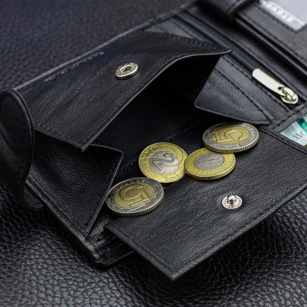 Dāvanu komplekts vīriešiem - maks un josta "Stevens 2505", melns PREMIUM 