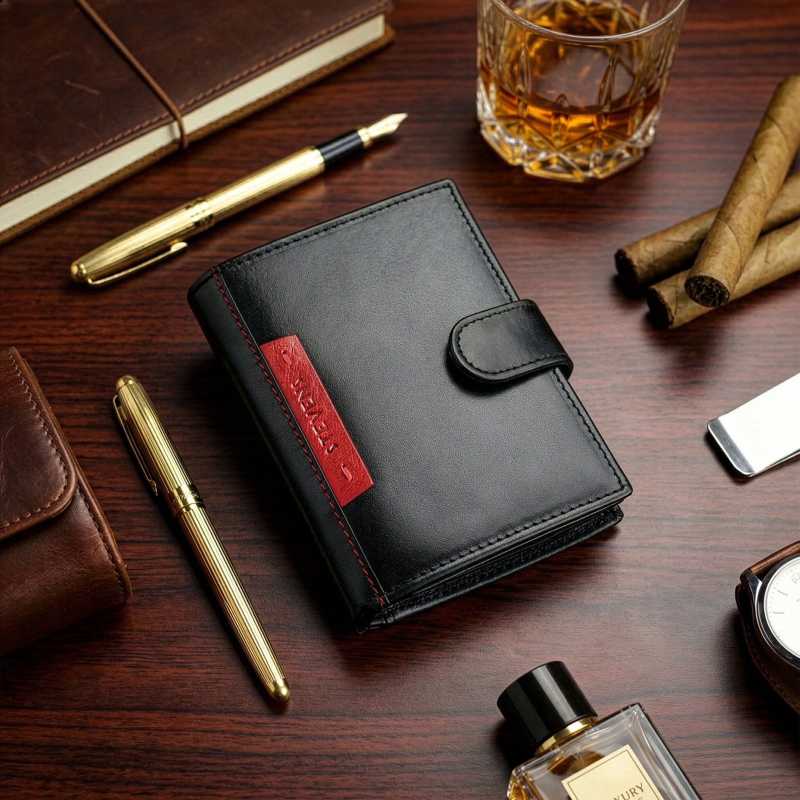 Vīriešu īstas ādas maks Stevens Z05, melns S514