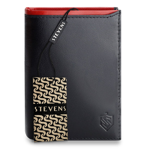 Vīriešu ādas maks STEVENS ar maisiņu, melns, ar RFID aizsardzību Z06-326