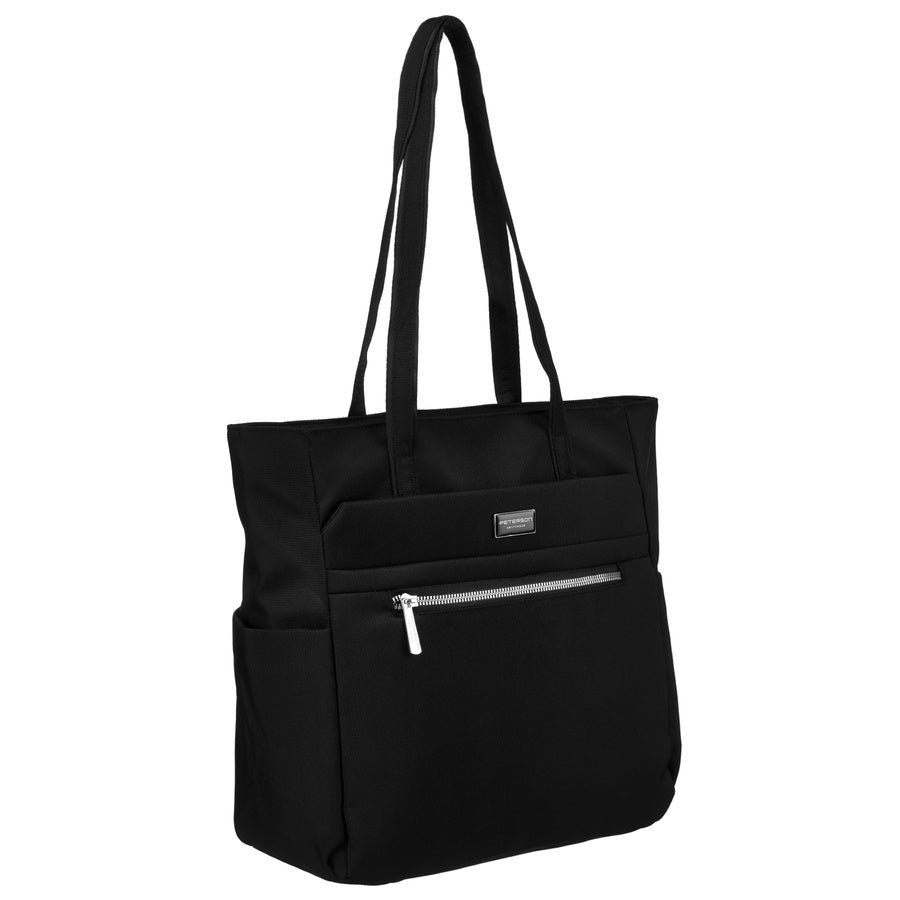 Praktiska sieviešu „Peterson“ iepirkumu soma (shopper) uz pleca, melna, no mākslīgās ādas RP63
