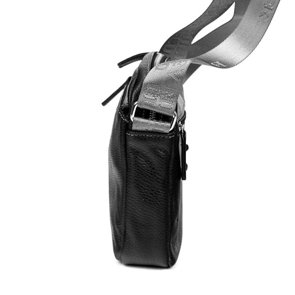 Vīriešu ādas crossbody soma Harvey Miller Polo Club 30327, melna, ar regulējamu siksnu